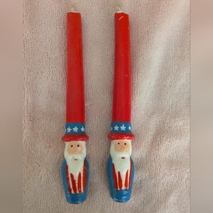 Patriotic Uncle Sam Candle Set. Red/White/Blue. Never Used.